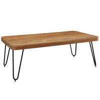 COUCHTISCH BAGLI aus Massivholz mit Design Metallbeinen im Landhaus-Stil, Akazie 60x115x40 cm - Schwarz/Akaziefarben, Holz/Metall (115/60/40cm) - KADIMA DESIGN