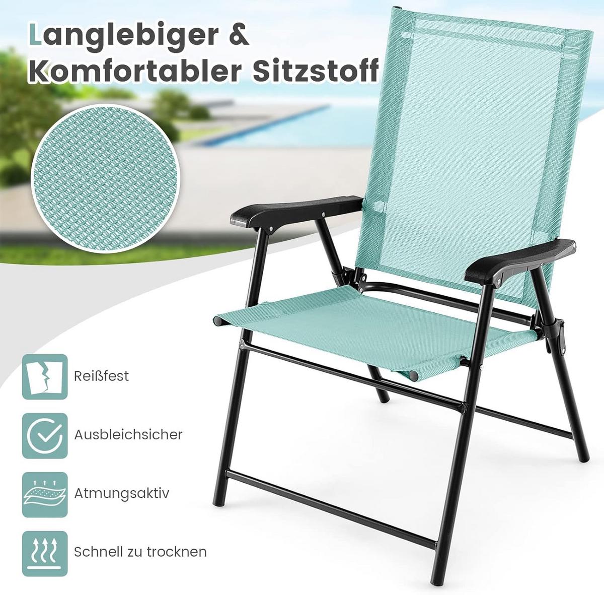 KLAPPSTÜHLE Türkis(2er-Set) - Türkis, Metall (65/93/60cm) - COSTWAY