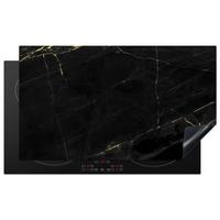 HERDABDECKPLATTE Marmor - Schwarz - Gold - Chic - Marmoroptik - Design Induktionsschutz 91.6x52.7 cm - Schwarz, Kunststoff (91.6/52.7/0.2cm) - MuchoWow