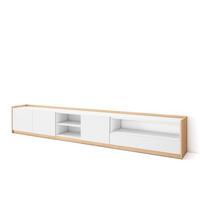 LOWBOARD, Weiß und Eiche Soft, 310/37/50cm - Weiß, Holzwerkstoff (310/50/37cm) - Skraut Home