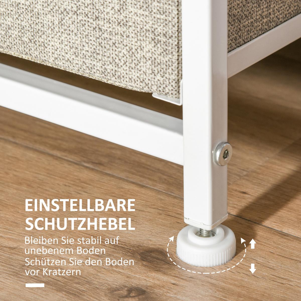 KOMMODE, Sideboard, 7 Stoffschubladen, Metallgestell, 63,5x30x71cm, Hellgrau - Hellgrau, Metall (30/71/63.5cm) - HOMCOM