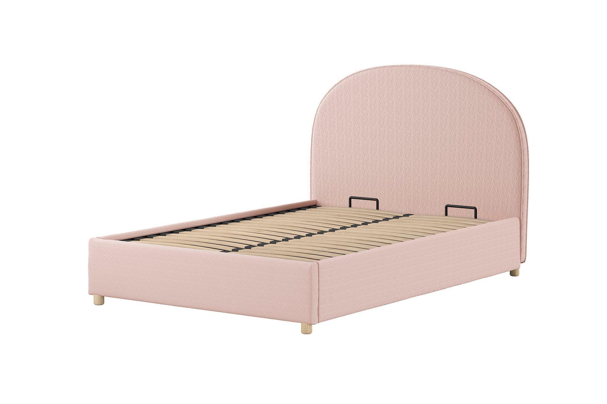 POLSTERBETT Karlotta 140x200 mit Bettkasten Bouclé Stoff rosa - Rosa, Kunststoff (140/200cm) - 58aufmkessel