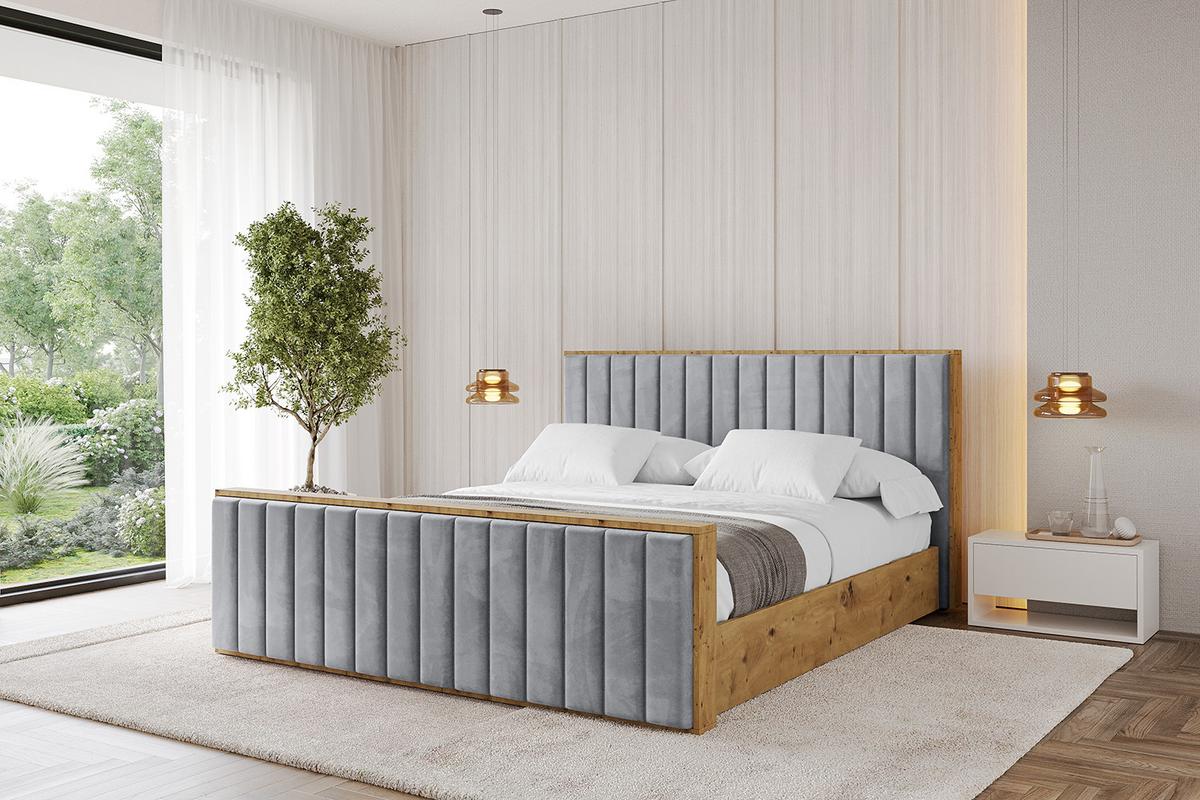 POLSTERBETT mit Bettkasten, Fußteil und Lattenrost, Boxbett mit Matratze H3/H4 - ENZO4-Z 180x200 Grau - Grau, Holzwerkstoff/Textil (180/200cm) - ALTDECOR