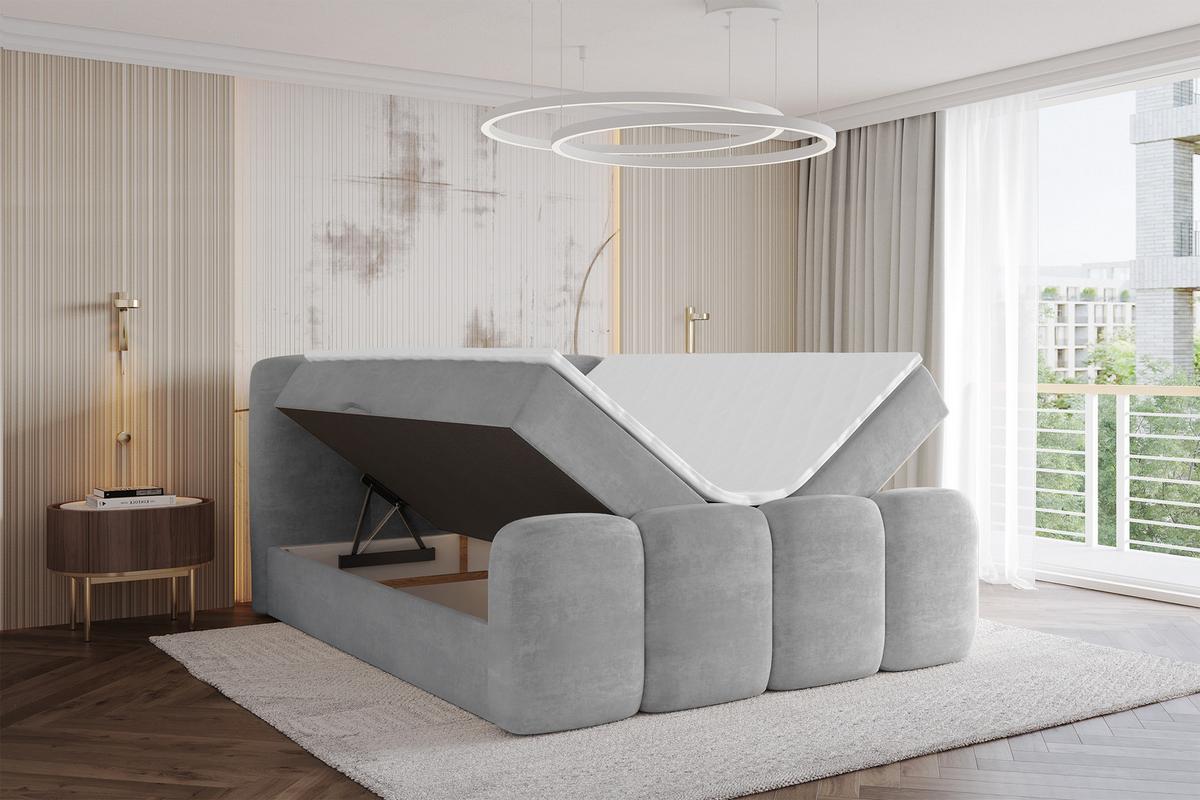 BOXBETT mit Matratze H4 und Lattenrost - NINA-Z - 120x200 cm Monolith - Hellgrau - Hellgrau, Holzwerkstoff (120/200cm) - ALTDECOR