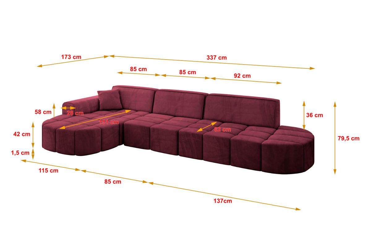 ECKSOFA Ottomane Rechts LIVO-L2 - 337x173x79,5 cm Dunkelgrau - Dunkelgrau, Holzwerkstoff/Textil (337/173cm) - ALTDECOR