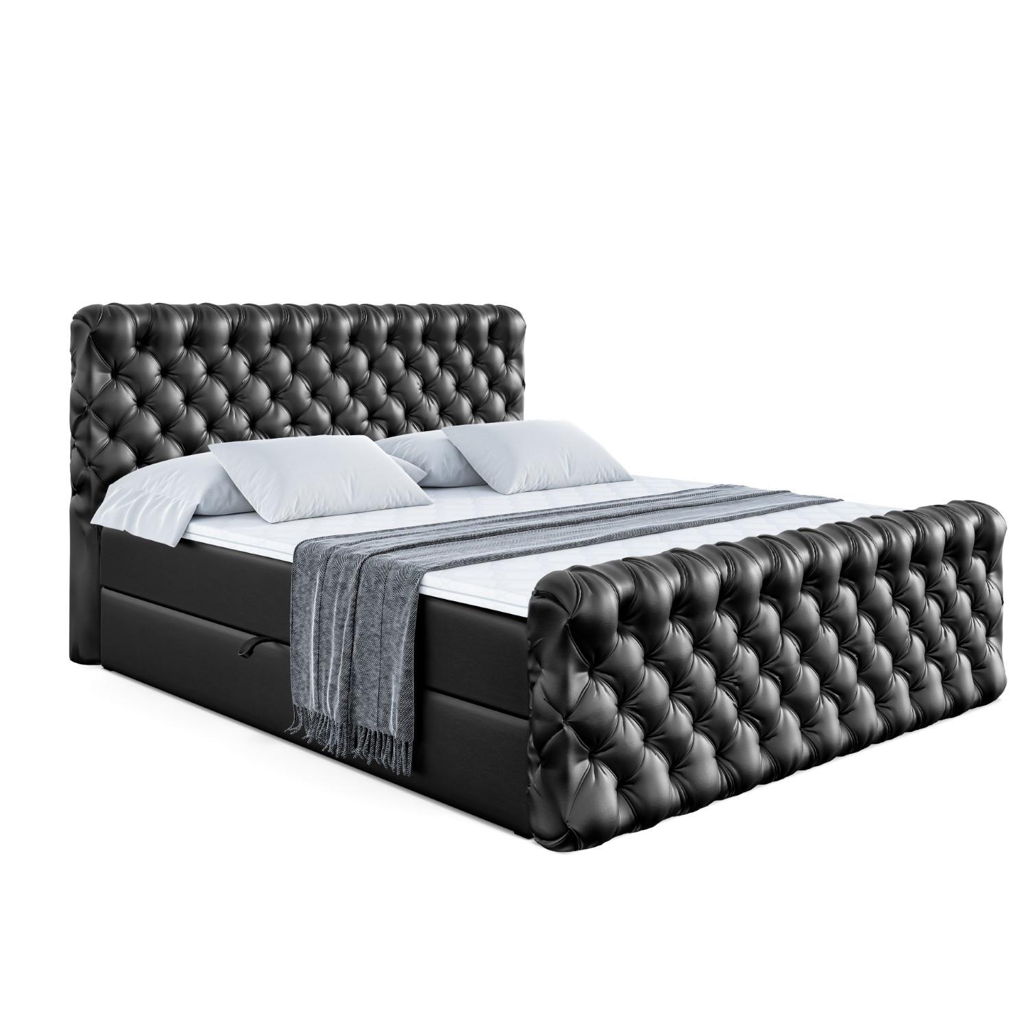 BOXBETT BOXI8-Z - 180x200 cm - H4 - Schwarz Hochglanz - Schwarz Hochglanz, Holzwerkstoff (180/200cm) - ALTDECOR