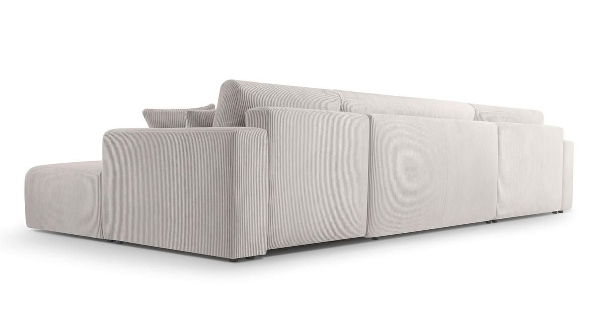 WOHNLANDSCHAFT Catea Weiß 364/145/85 cm mit Schlaffunktion - Creme/Schwarz, Kunststoff/Textil (364/84/145cm) - AX Living