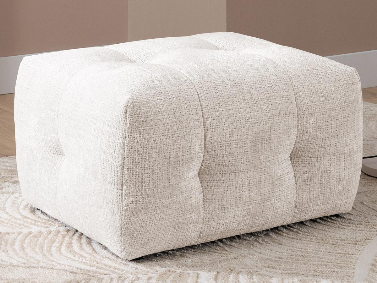 POLSTERHOCKER mit raffinierten Steppungen, zu passendem Sofa, Wellenunterfederung, Chenille-Bezug Beige / 21053 - Beige/Schwarz, Kunststoff/Textil (87/46/68cm) - luma-home