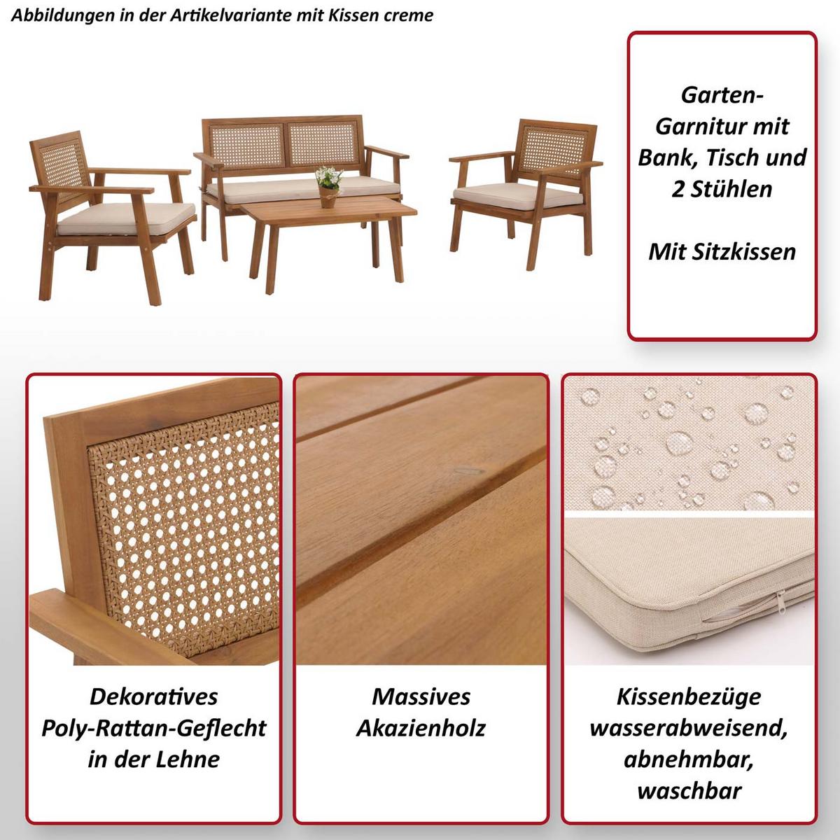 GARTEN-GARNITUR MVG- Grau - Grau, Holz - MCW