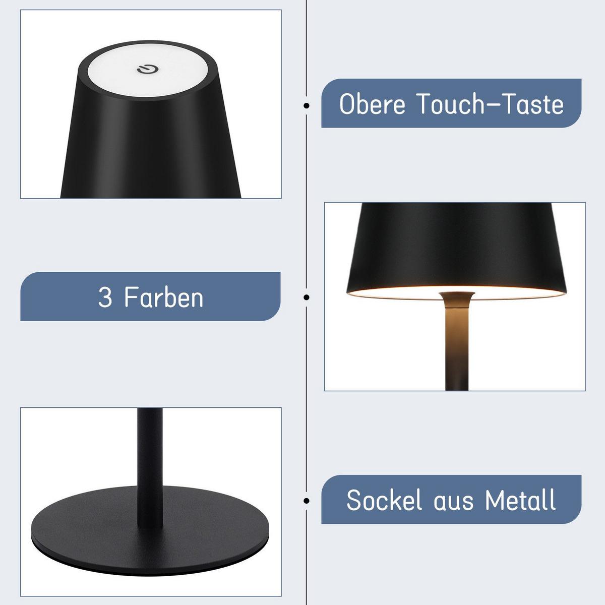 LED-TISCHLEUCHTE Osnabrück(2er-set) 11/11/37.5 cm - Schwarz, Metall (11/11/37.5cm) - Nettlife