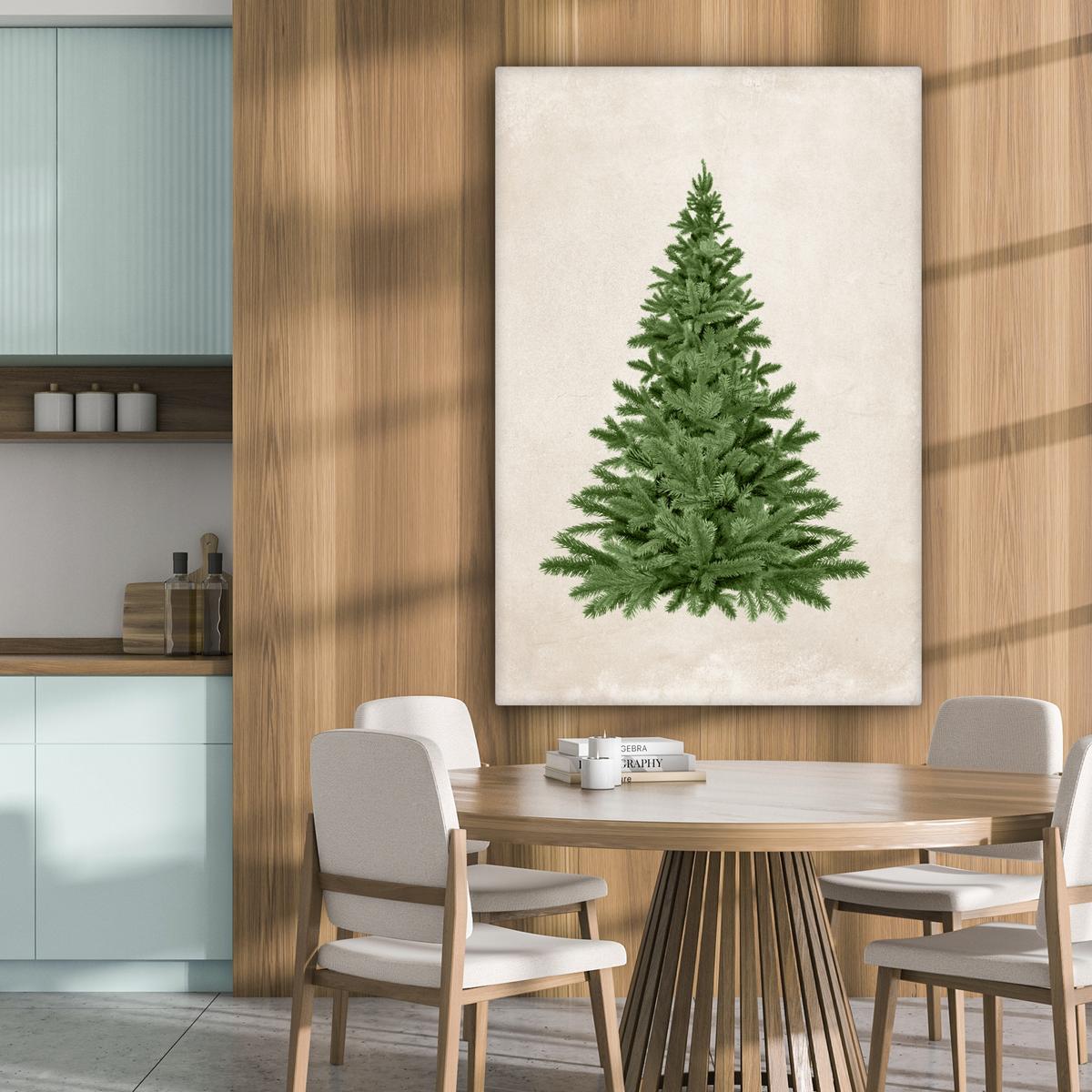 LEINWANDBILD Weihnachtsbaum - Grün - Weihnachten - Feiertage Deko Groß 90x140 cm - Olivgrün, Textil (90/140cm) - MuchoWow