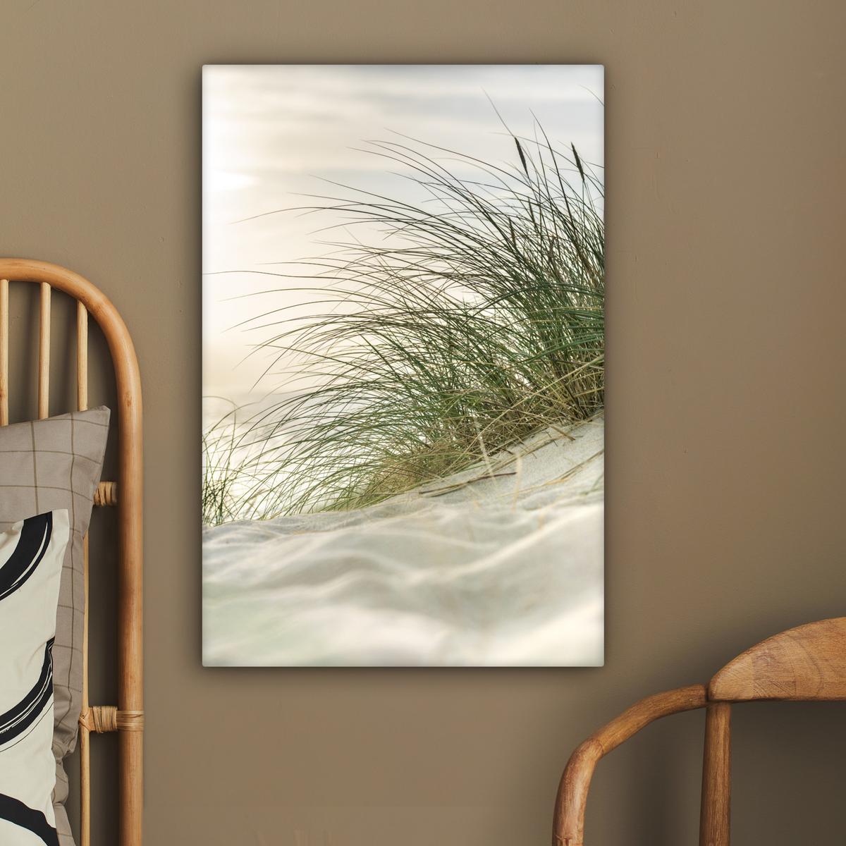LEINWANDBILD Dünen mit Strandhafer in der Sonne des Nationalparks Schleswig-Holsteinisches Wattenmeer Wanddeko Schlafzimmer 60x90 cm - Creme, Textil (60/90cm) - MuchoWow