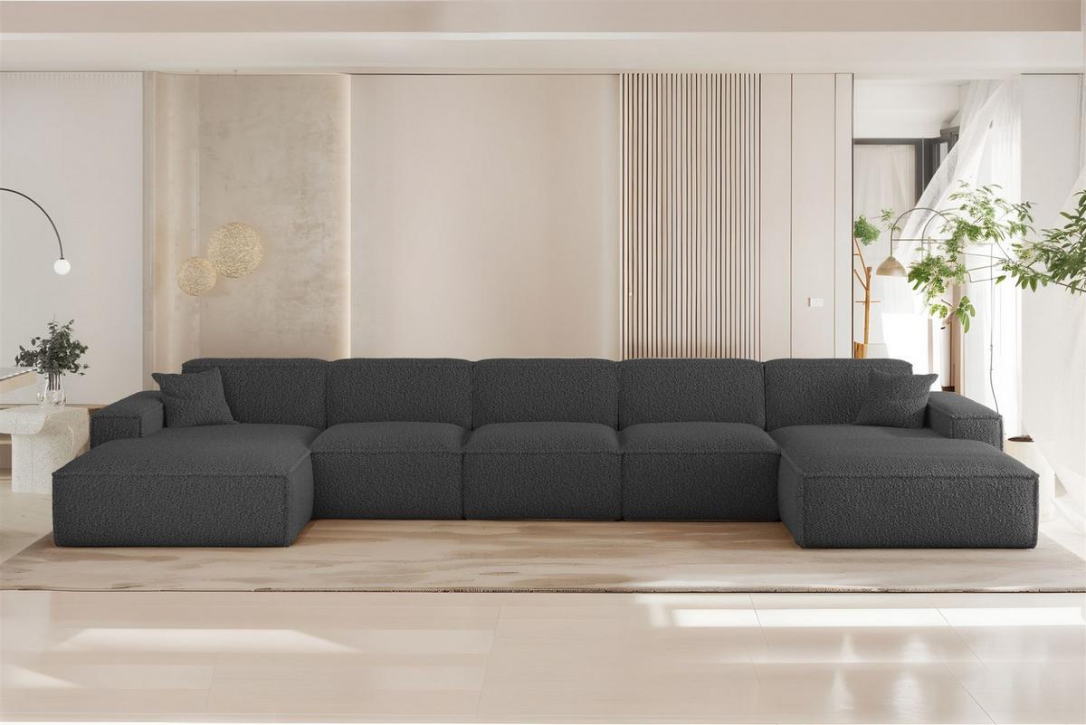 WOHNLANDSCHAFT Celes Premium Xl Sven - Dunkelgrau, Holzwerkstoff/Textil (462/73/165cm) - Fun Möbel