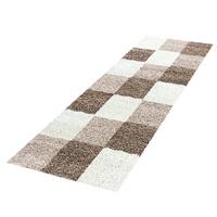 HOCHFLORTEPPICH RHEIN, kariert, Mokka, 80 x 250 cm - Braun, Textil (250/80cm) - KADIMA DESIGN