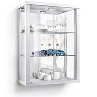 HÄNGEVITRINE 25/60/80 cm mit Spiegel, LED & 2 höhenverstellbaren Glasböden - Transparent/Silberfarben, Glas/Holzwerkstoff (60/80/25cm) - K-Möbel