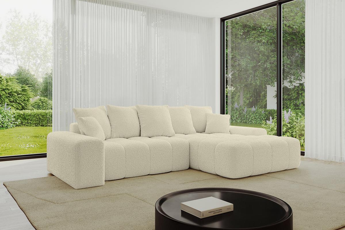 ECKSOFA Ottomane Rechts ENSI-L - 267x164x69 cm Creme - Hellbraun/Creme, Holzwerkstoff/Kunststoff (164/267cm) - ALTDECOR