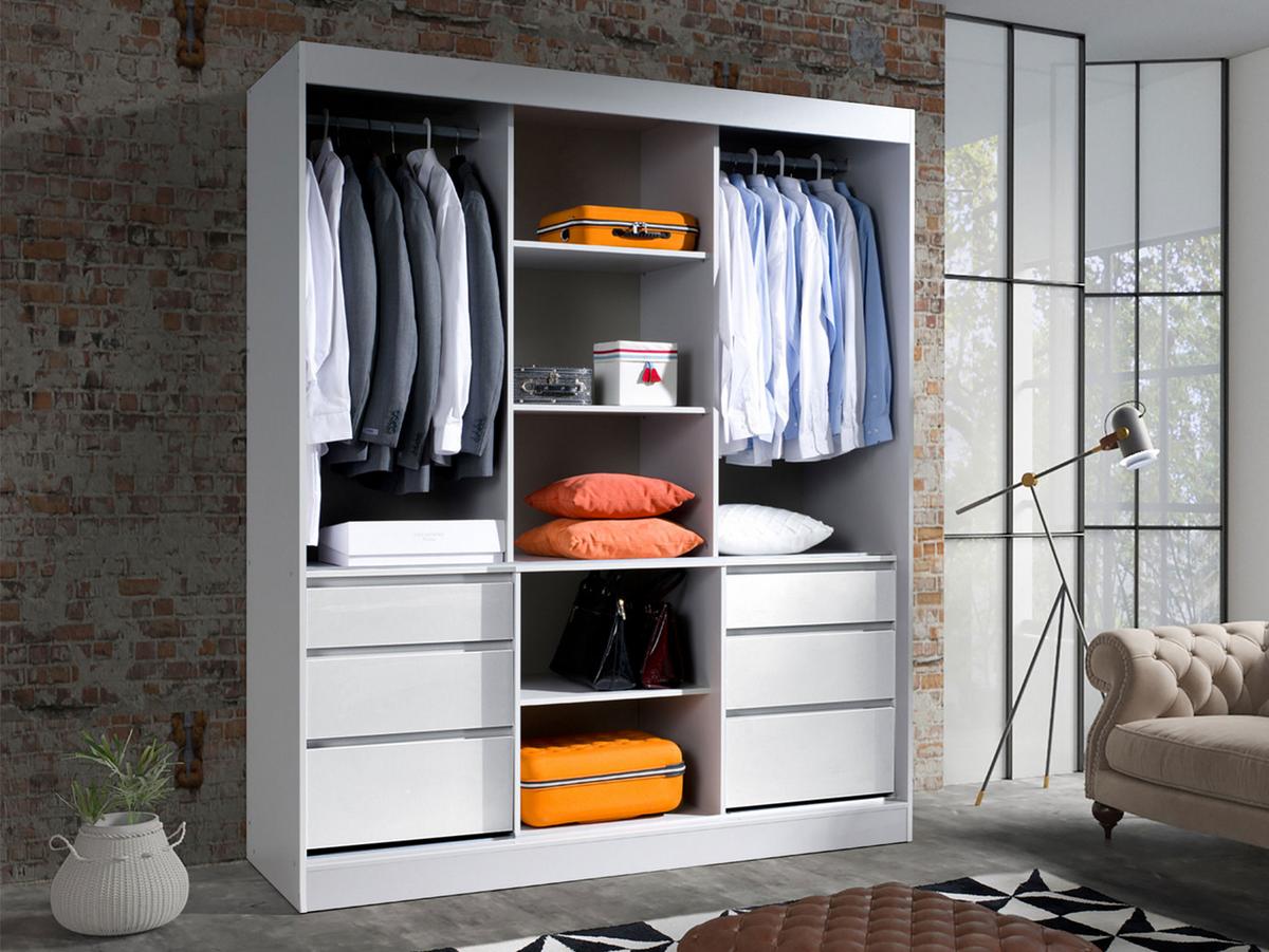 SCHWEBETÜRENSCHRANK Haiti 180 mit Spiegel - Eichefarben/Schwarz, Holzwerkstoff (180/216/65cm) - MIRJAN24