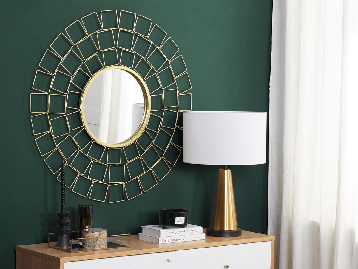 WANDSPIEGEL gold rund 90 cm Labrit - Goldfarben, Metall (90/90/3cm) - Beliani