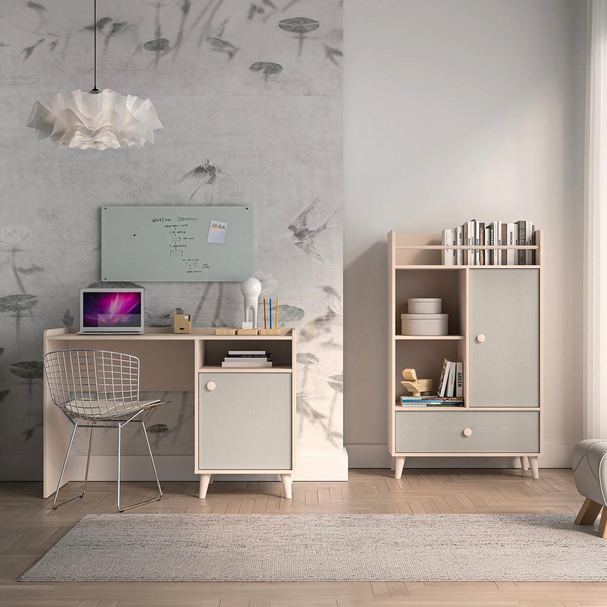 KINDERSCHREIBTISCH Alycia Beige - Grau - Holzeffekt - Beige, Holz (120/80/58cm) - Petits-meubles