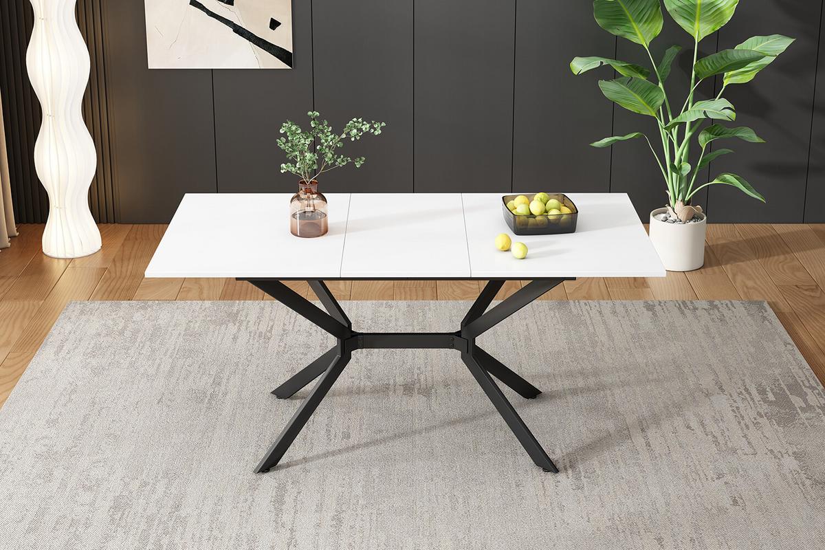 ESSTISCH Weiß 120-160/80/75 cm - Braun, Holzwerkstoff/Metall (160/80/75cm) - Urban Meuble