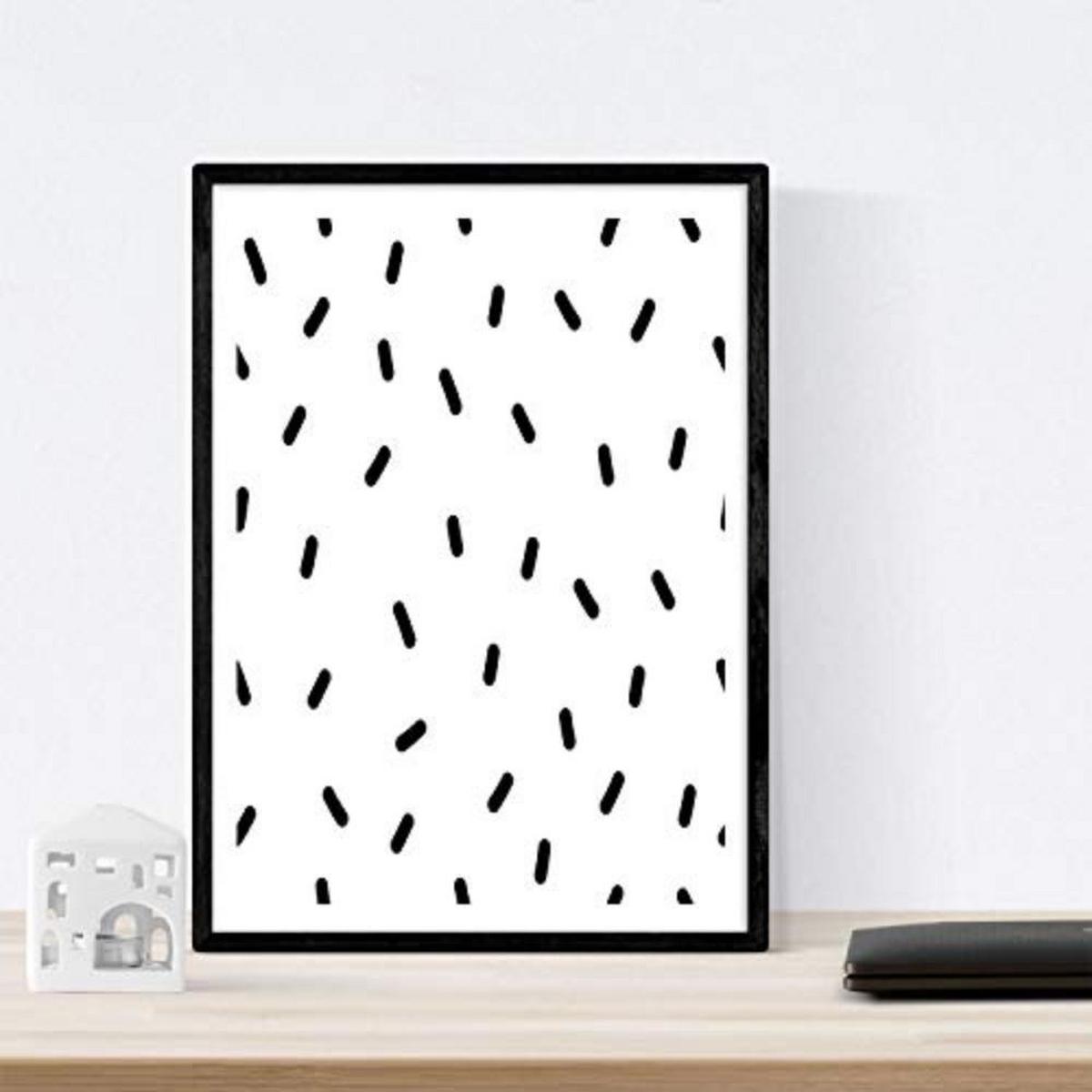 POSTER Set mit 4 Kaktus und Herz Tieren A3 Schwarzer Rahmen - Schwarz, Papier (29.7/3cm) - Nacnic