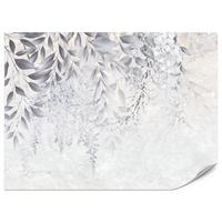 FOTOTAPETE für Schlafzimmer Subtile Rankenblätter Grau 400x280 - Weiß/Grau, Papier (400/280cm) - Muralo
