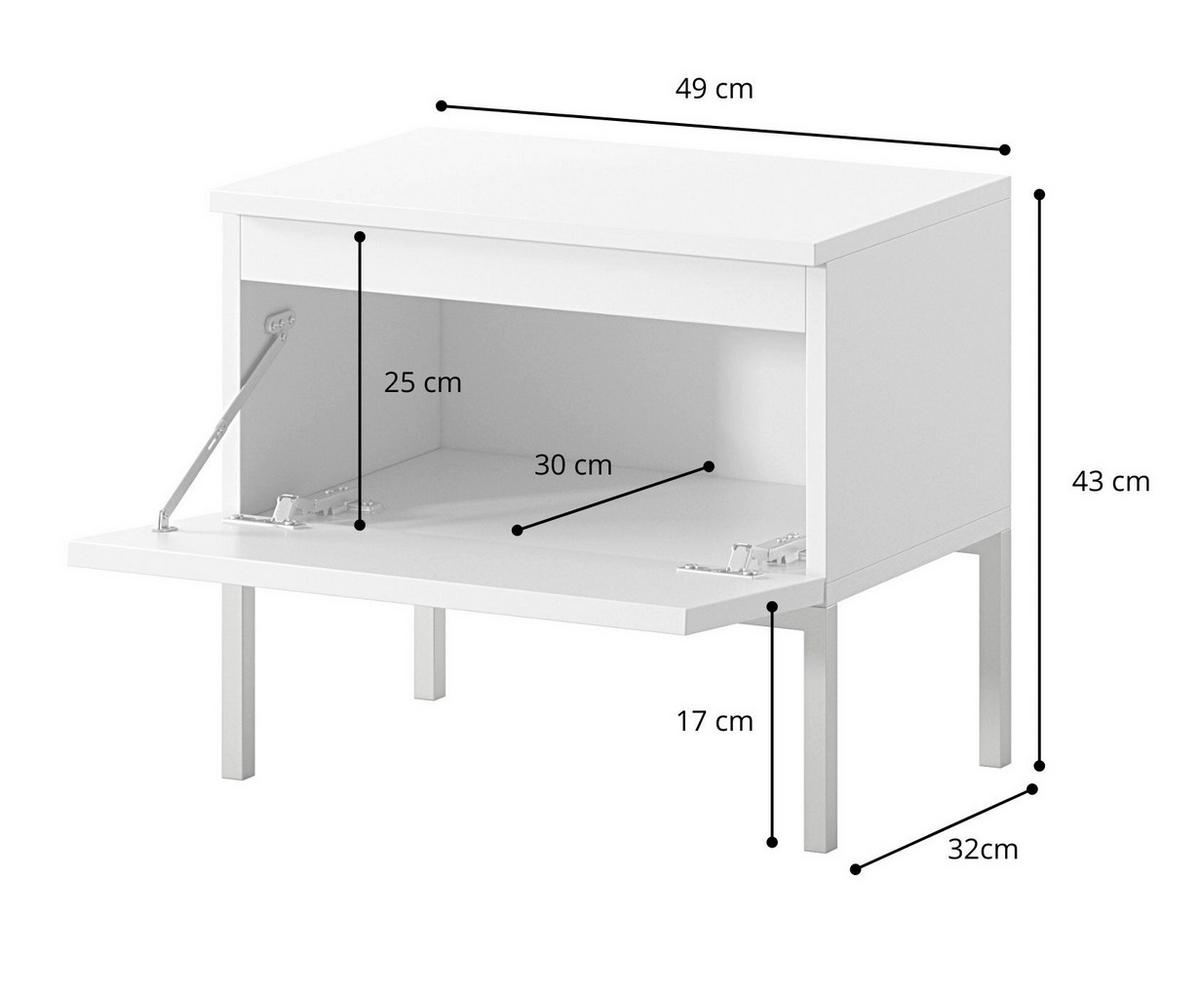 NACHTSCHRANK Bemmi Ziegelrot - Dunkelorange/Schwarz, Holzwerkstoff/Metall (49/43/32cm) - Selsey