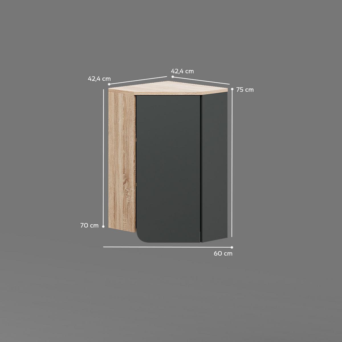 BADSCHRANK Marano Anthrazit 42.4 x 75 cm mit Tür und offenen Fächern - Anthrazit, Holzwerkstoff (42.4/75/42.4cm) - Livinity®
