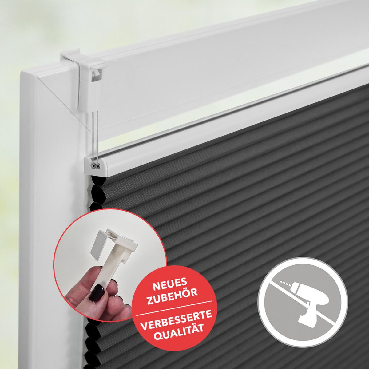 THERMO-PLISSEE KLEMMFIX OHNE BOHREN, VERDUNKELUNG, VERSPANNT Grau, 130 cm, 85, 130 - Grau, Kunststoff (85/130cm) - Lichtblick Original