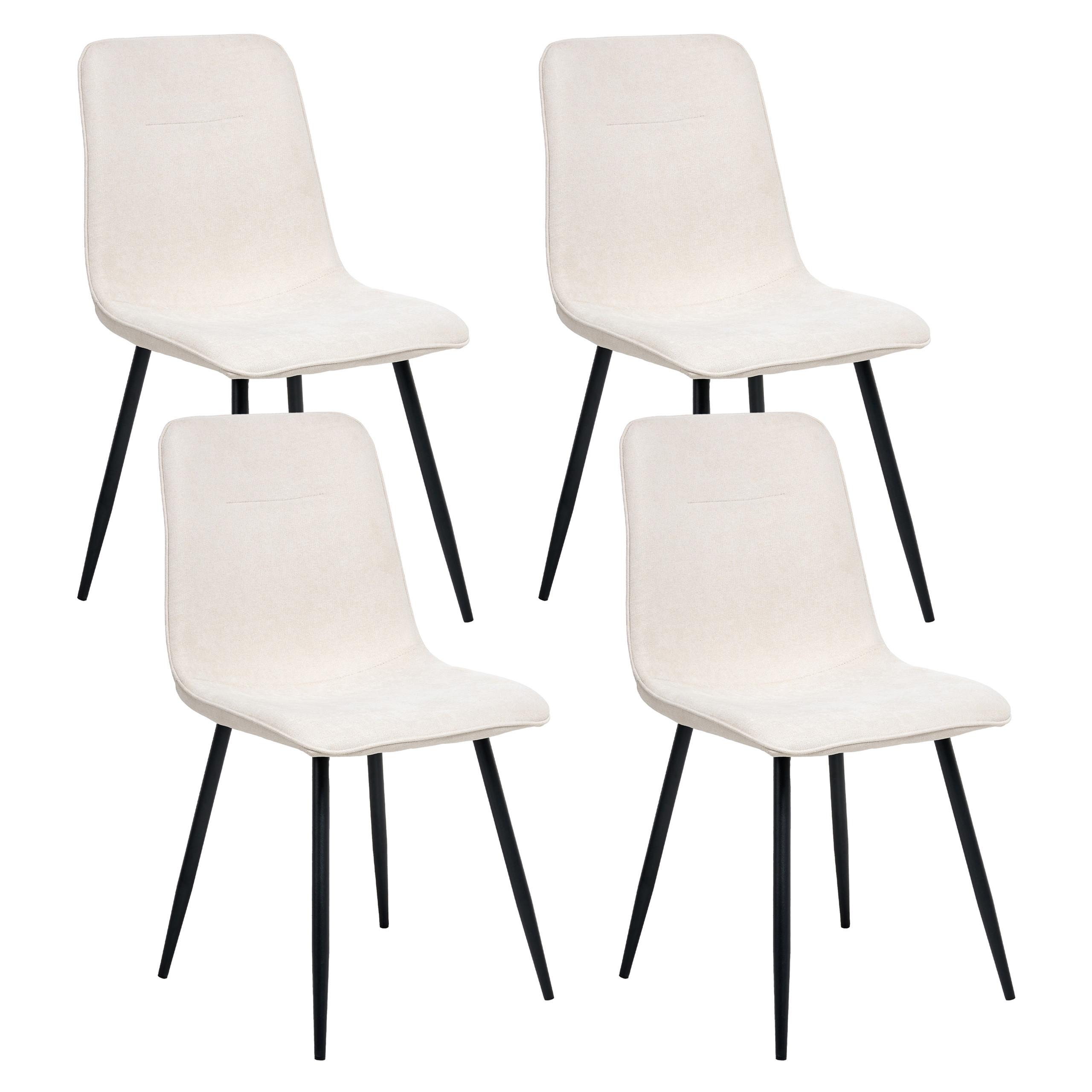 ESSZIMMERSTUHL 4er-Set Hellbeige Tuscola - Beige/Schwarz, Textil (46/88/58cm) - Beliani