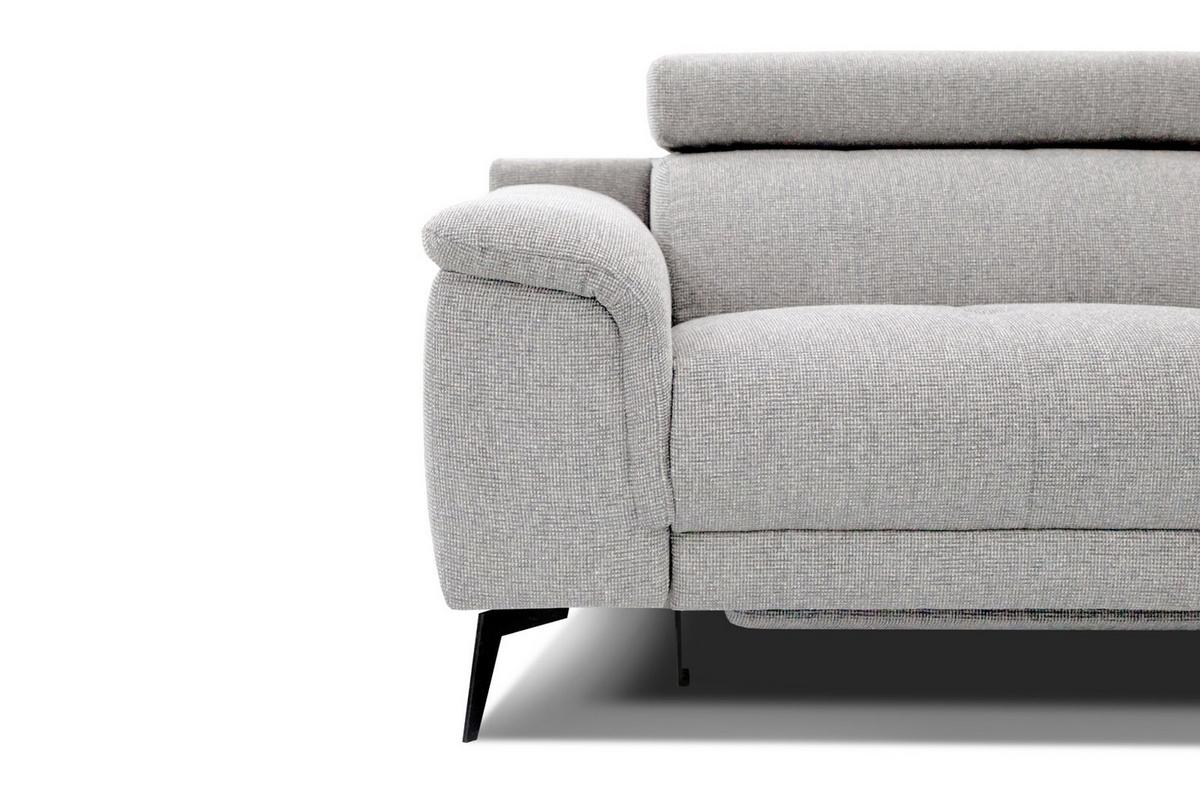 RELAXSOFA FIERO 3-Sitzer mit 1 Relaxfunktion, hellgrau - Hellgrau/Schwarz, Holzwerkstoff/Textil (212/82/103cm) - Wozimo