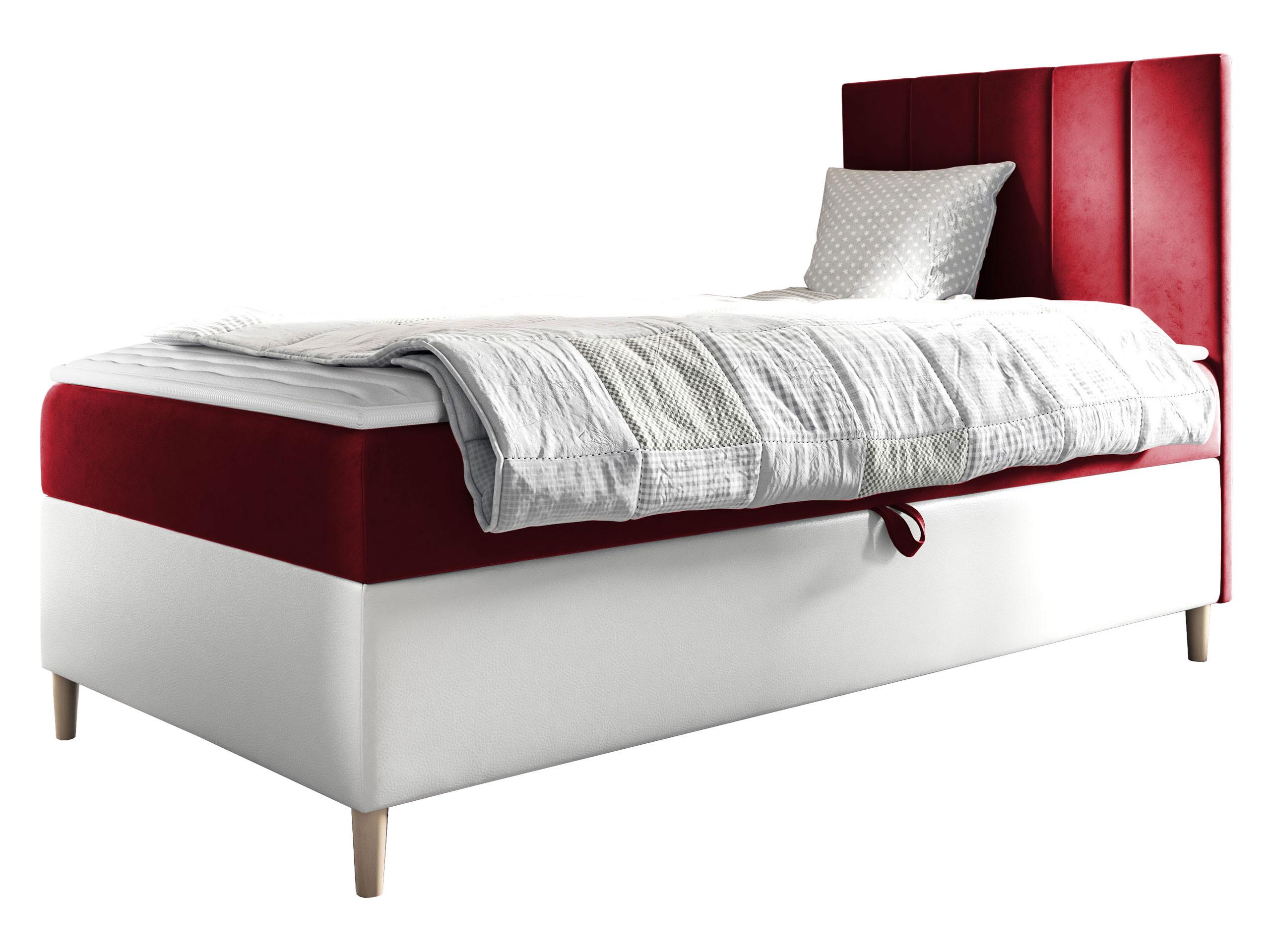 BOXBETT Maja Junior 1, Seite zum Öffnen des Bettkastens: Rechts - H3 - Rot/Weiß, Holz (90/200cm) - MIRJAN24