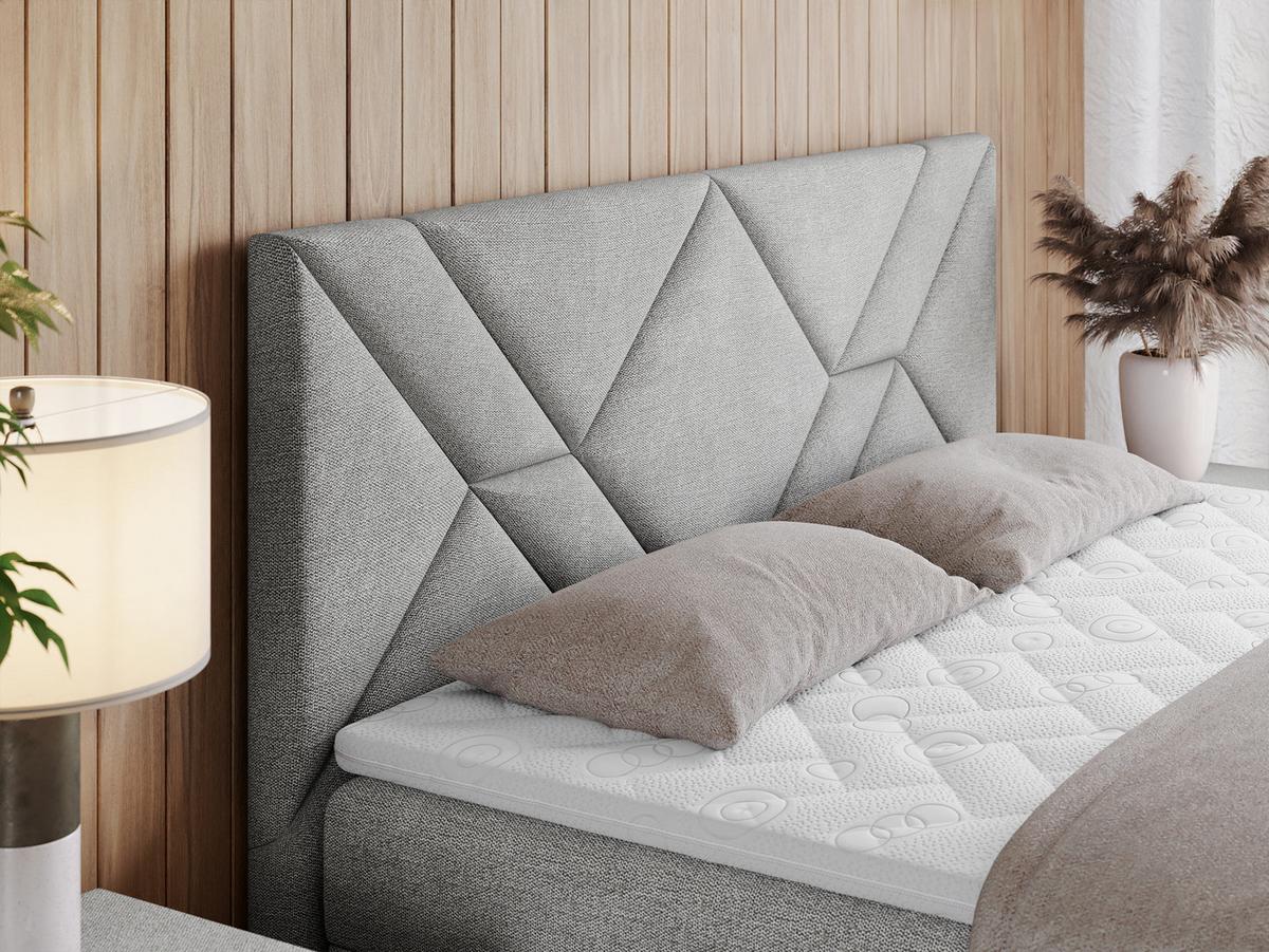 BOXBETT NEOMI 120/200 - Hellgrau Strukture - H3 - Visco - Hellgrau, Holz/Textil (120/200cm)