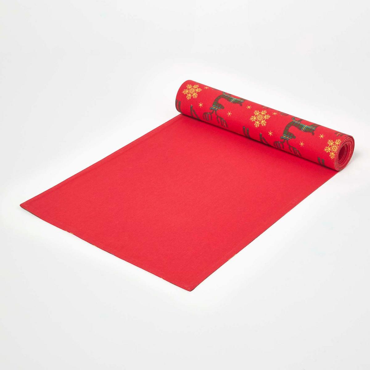 TISCHLÄUFER Weihnachten – Rentier rot, 35/250 cm, 100% Baumwolle - Rot, Textil (35/250cm) - Homescapes