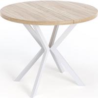 ESSTISCH Della runder ausziehbarer, Sonoma Eiche 100-180/100/76 cm - Weiß/Sonoma Eiche, Holzwerkstoff/Metall (100/180/76cm) - WFL GROUP