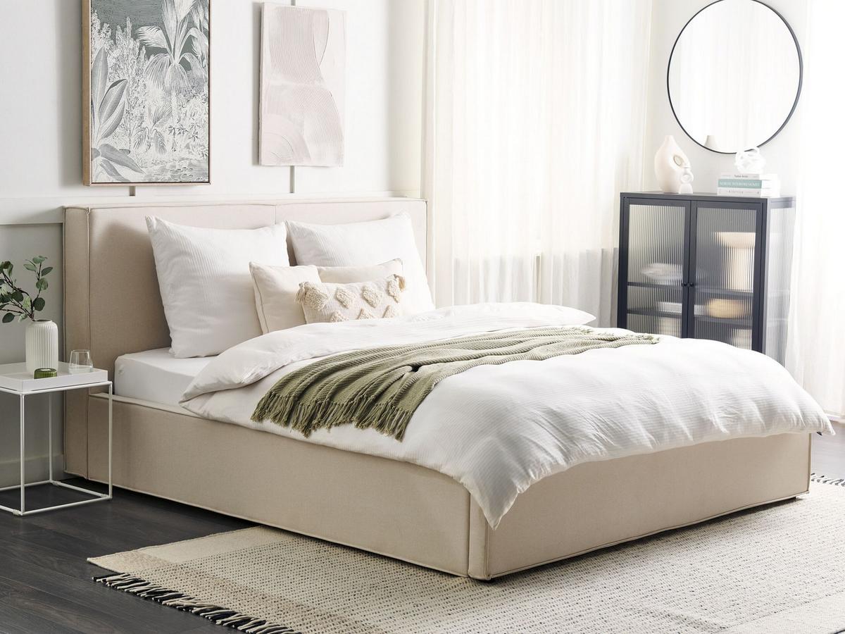 POLSTERBETT 180/200cm Beige Moissac - Beige, Holz/Textil (180/200cm) - Beliani
