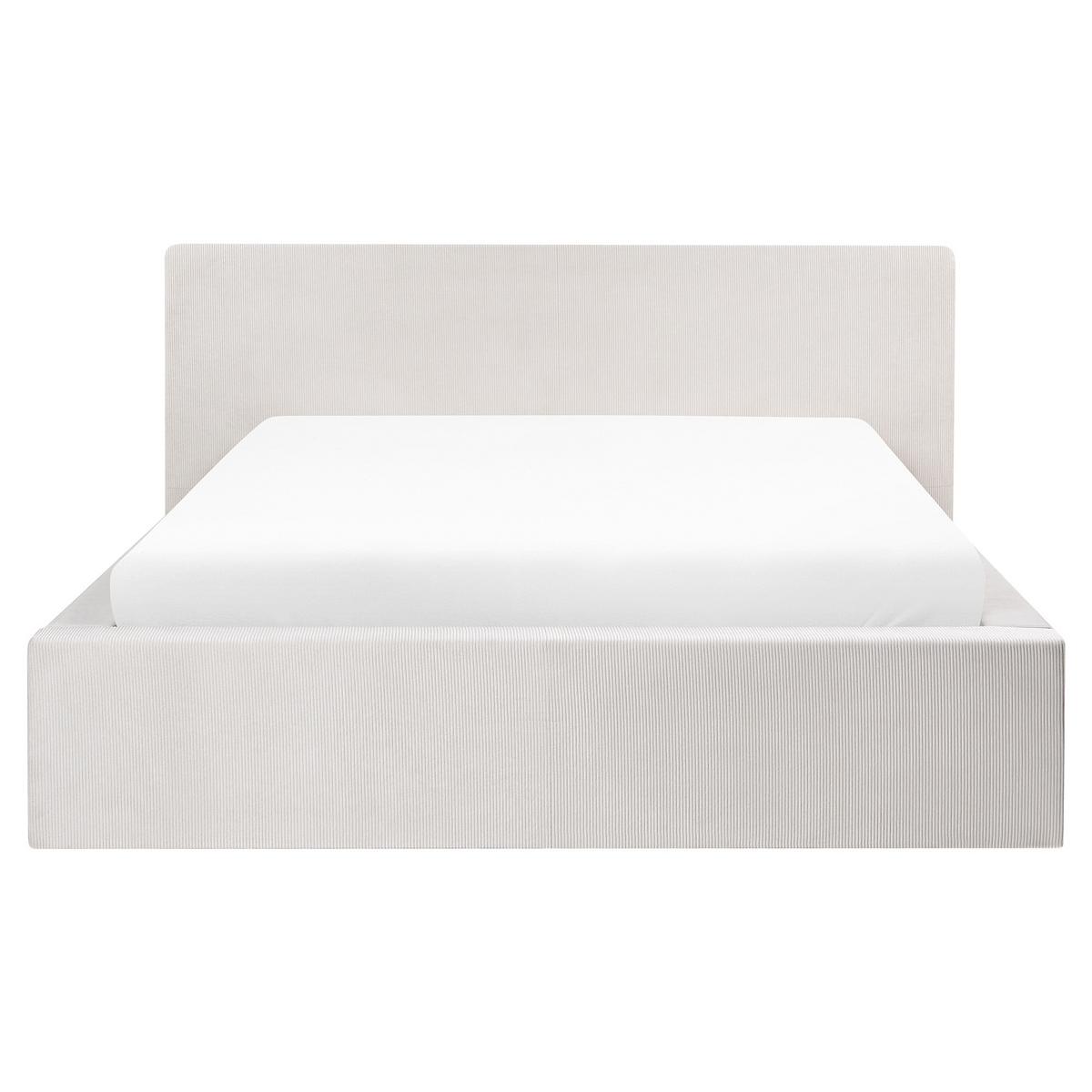 BETT mit Stauraum 160/200 cm Cord Hellbeige Lillebonne - Beige, Textil (160/200cm) - Beliani
