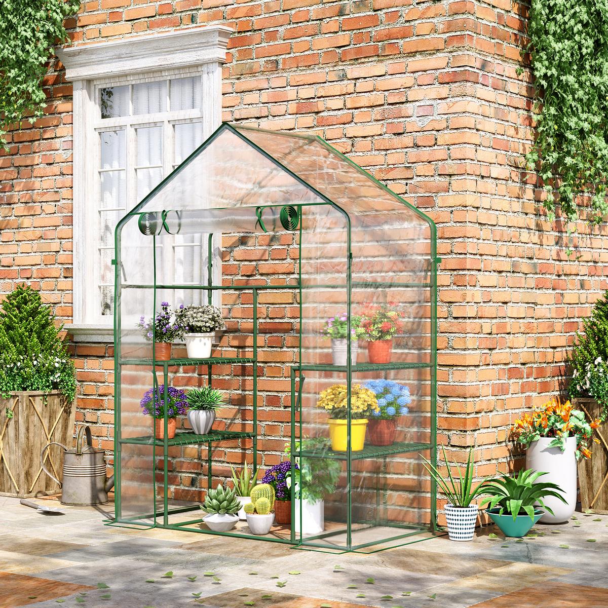 FOLIENGEWÄCHSHAUS, Transparent, Metall, PVC-Kunstoff - Transparent, Kunststoff (73/195/142cm) - Outsunny