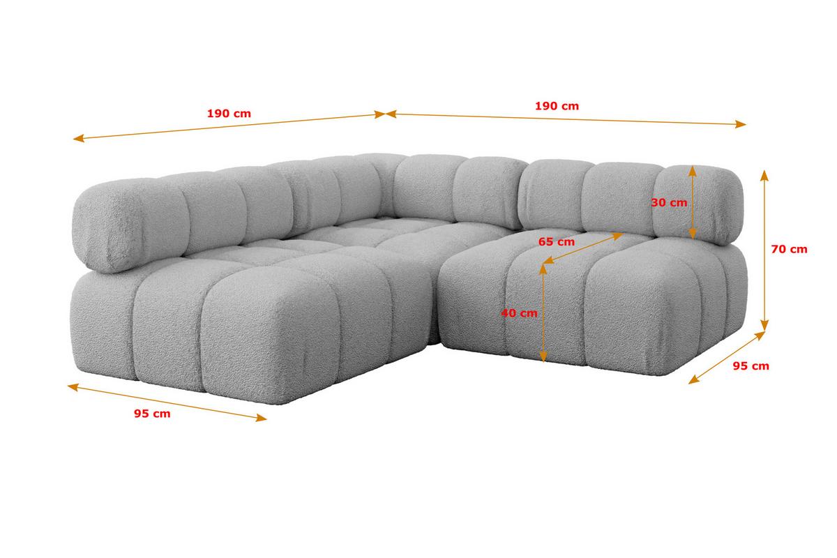 ECKSOFA modulares Sofa Samaro-L1 - 190x190x70 cm Hellgrau Bouclé - Hellgrau, Holzwerkstoff/Textil (190/190cm) - ALTDECOR