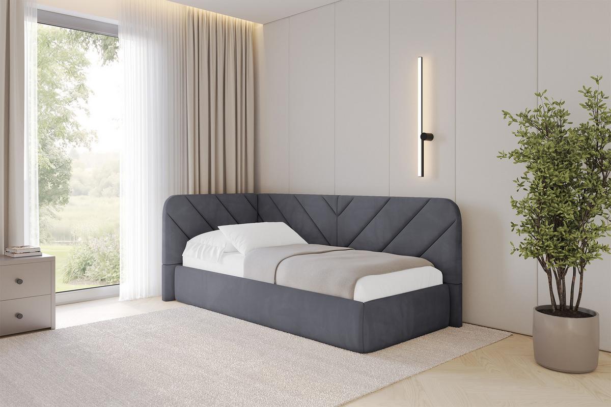 EINZELLBETT Jugendbett mit Bettkasten und Matratze H3/H4, Rechts - FIKY 90x200 Dunkelgrau - Titanfarben, Holzwerkstoff/Textil (90/200cm) - ALTDECOR