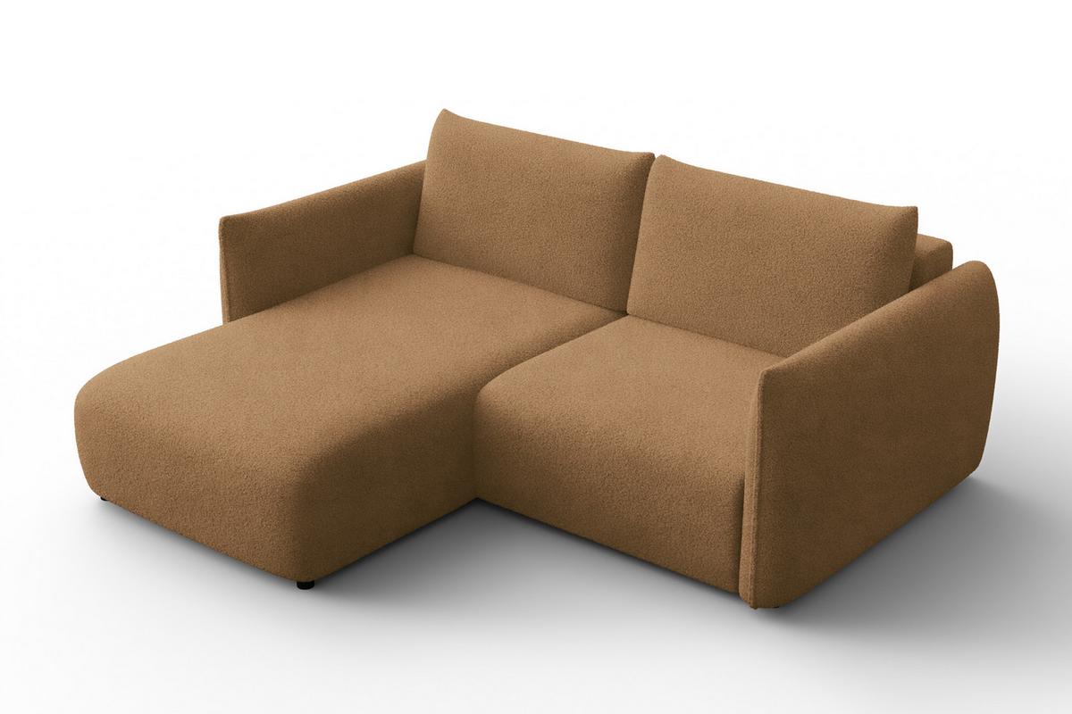 ECKSOFA TAUER 3-Sitzer LINKS, Bouclé-Stoff braun - Schwarz/Braun, Holz/Textil (173/206cm) - Courtois Laville
