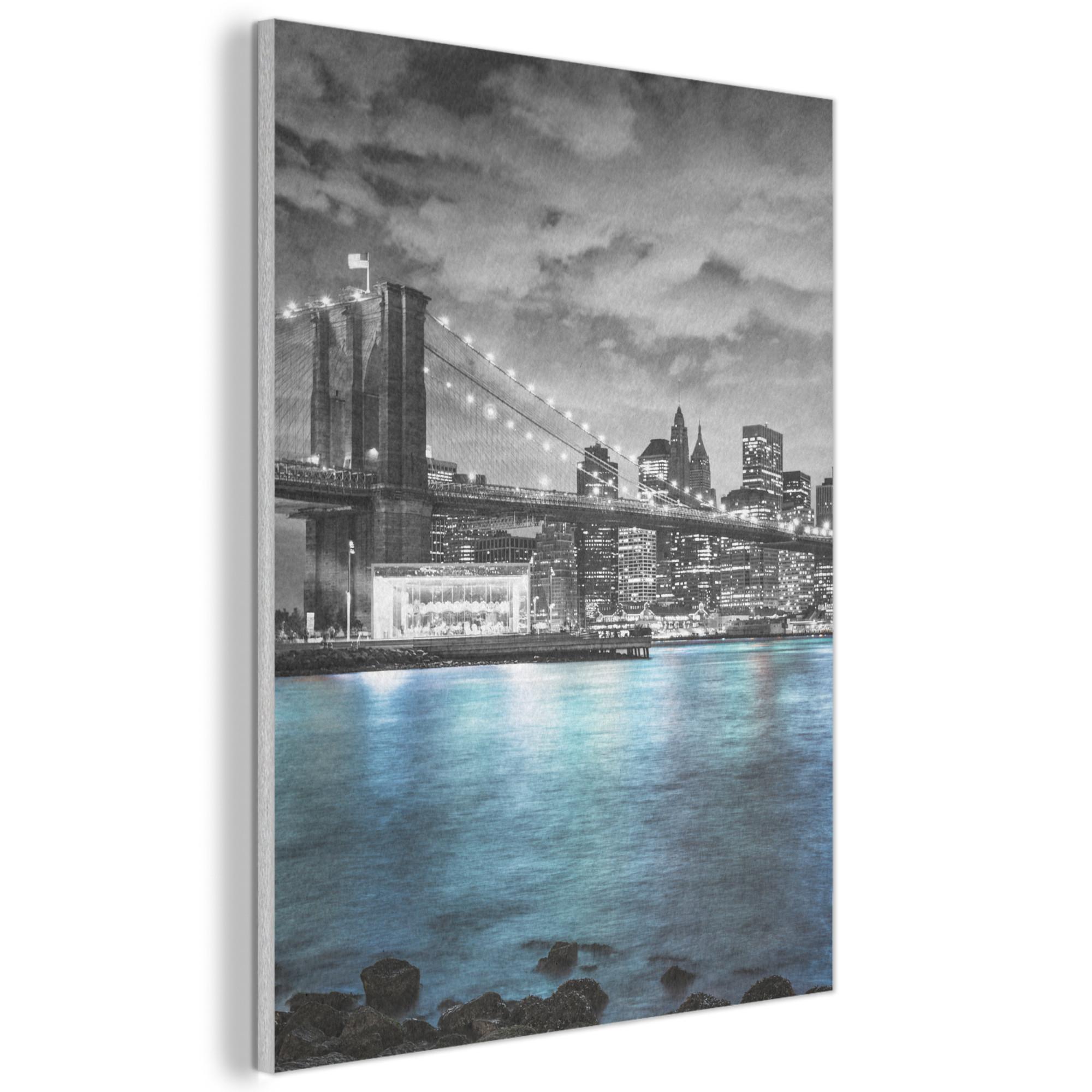 AKUSTIKBILD New York - Skyline - Stadt - Blau Wanddeko 70x100 cm - Blaugrau, Kunststoff (70/100/0.9cm) - MuchoWow