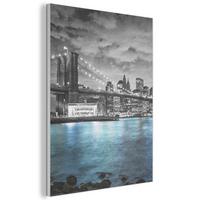 AKUSTIKBILD New York - Skyline - Stadt - Blau Kunstdruck Schlafzimmer 50x70 cm - Blaugrau, Kunststoff (50/70/0.9cm) - MuchoWow