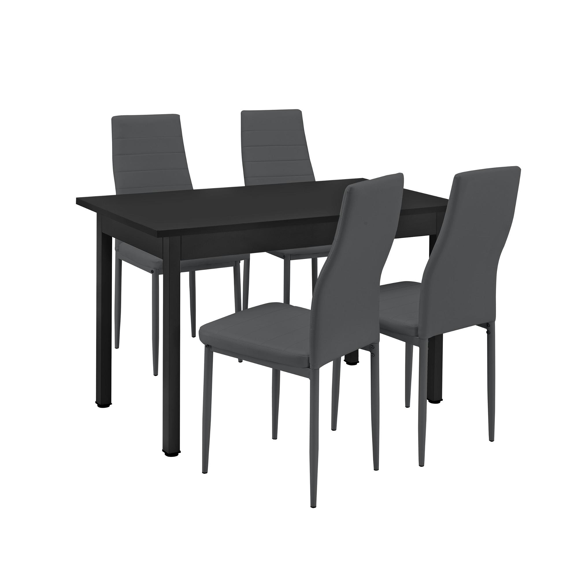 TISCHGRUPPE Jørpeland - Dunkelgrau, Holzwerkstoff/Textil (120/75/60cm) - [en.casa]