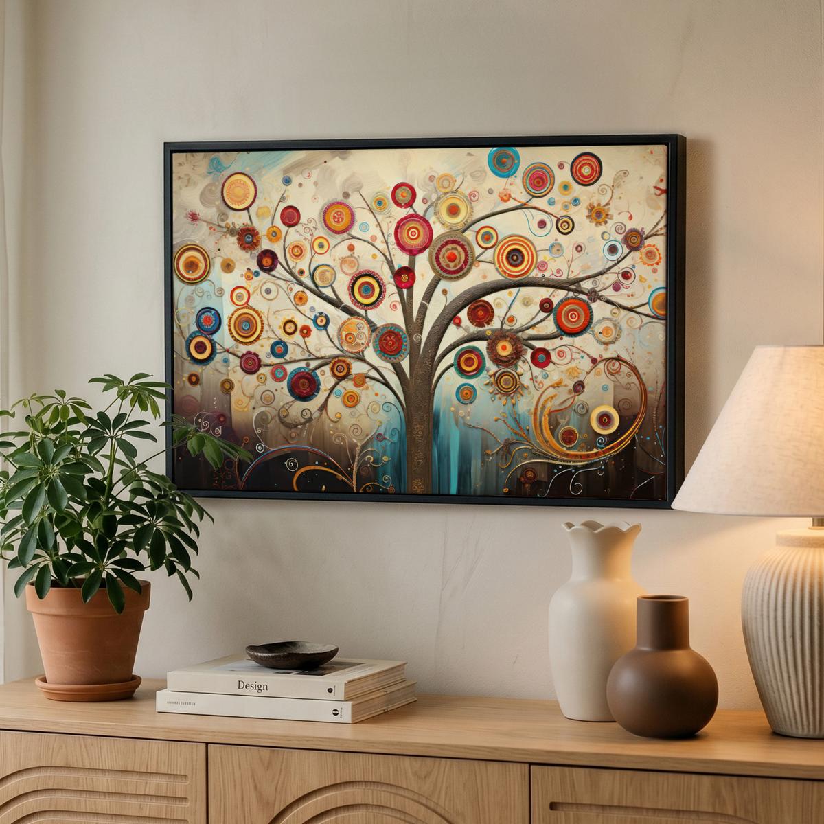 LEINWAND Bilder mit Rahmen - Baum - Baum des Lebens - Farbe - 60x40 - Braun, Textil (60/40cm) - MuchoWow
