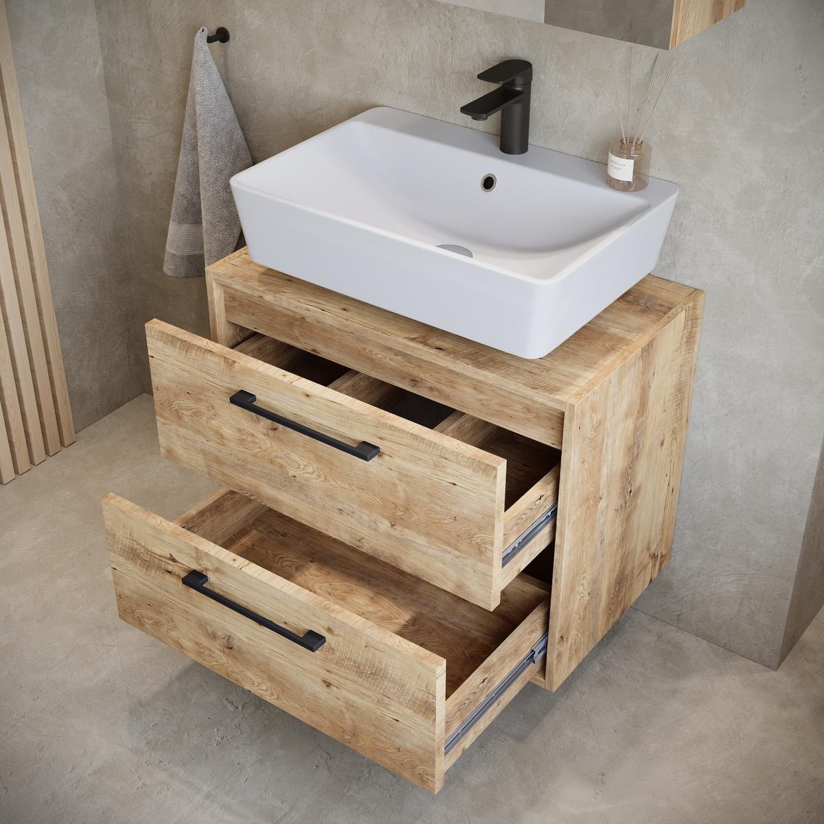 BADMÖBEL-SET Florence 2 Teile Kastanien Eiche - 60 x 35 x 51 cm - Eichefarben, Holz (60/51/35cm) - Badplaats