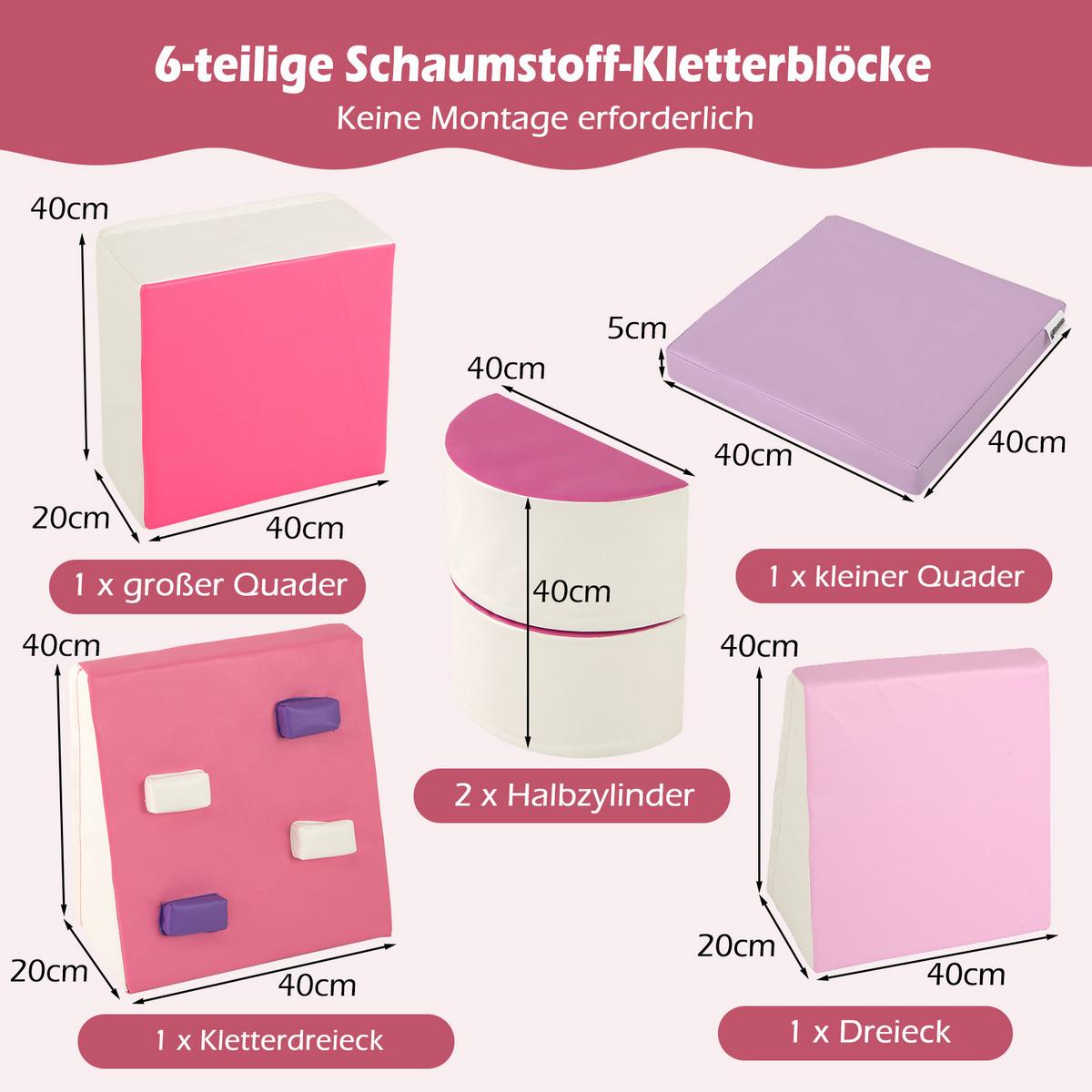 SOFTBAUSTEINE Rot (6-teilig) - Rot, Kunststoff (40/20/40cm) - COSTWAY