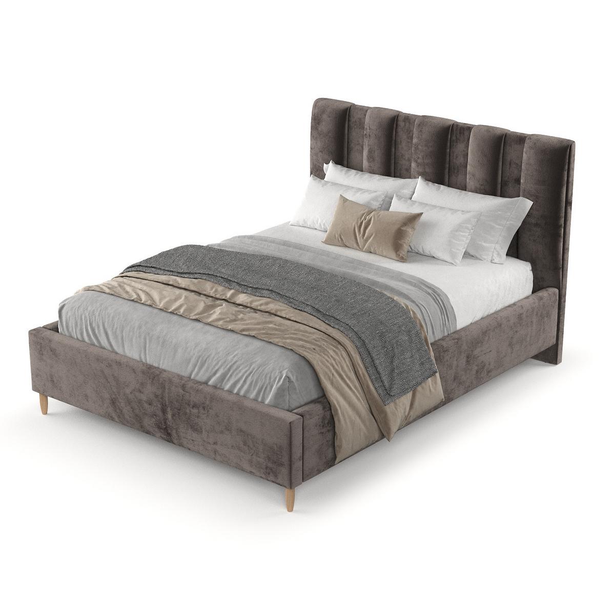 POLSTERBETT Loom 140/200 cm Braun im Lotta Stoff - Naturfarben/Braun, Holz/Holzwerkstoff (140/200cm) - AltaBeds