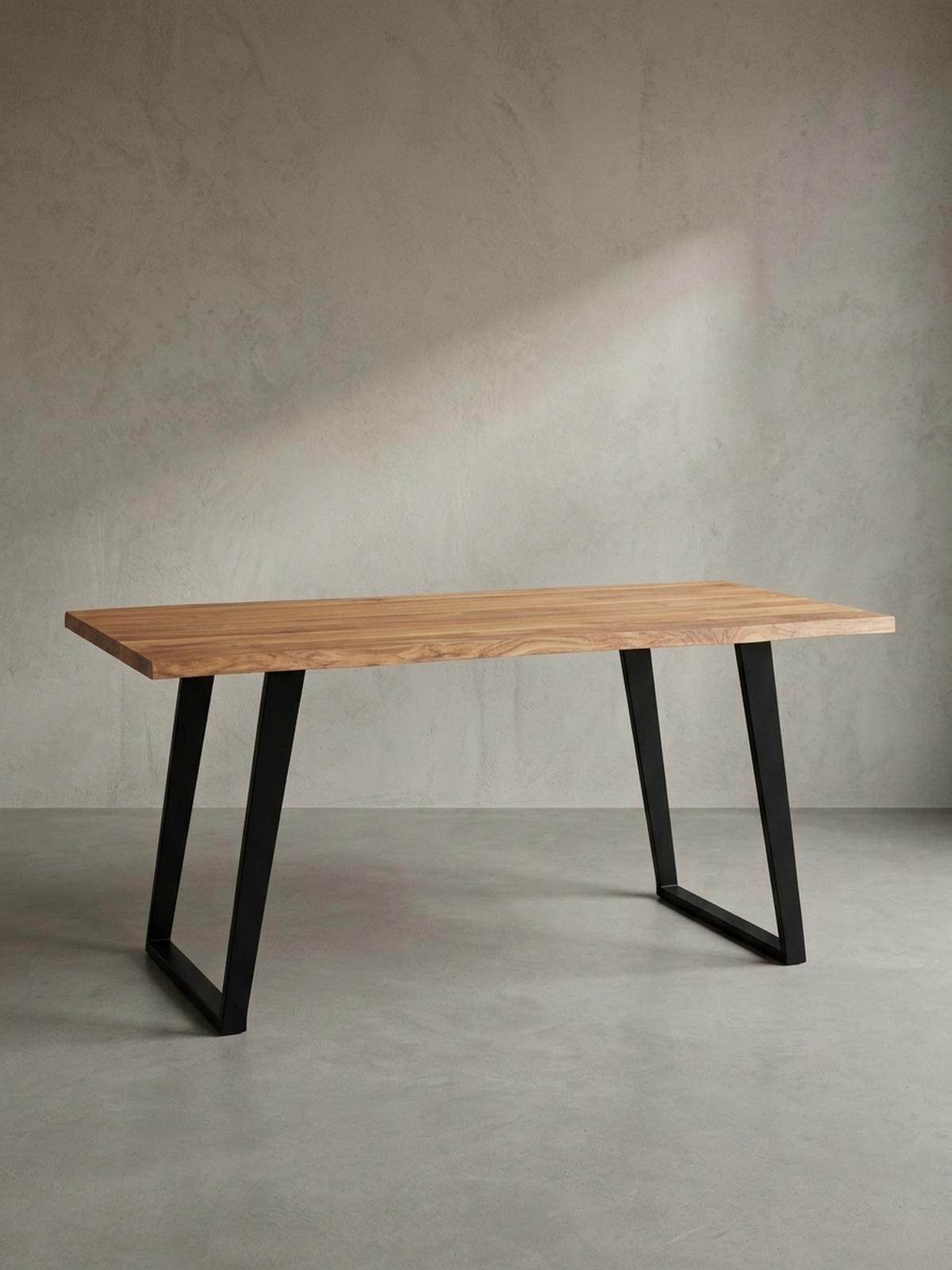 SCHREIBTISCH Massivholz Baumkante U-Gestell Handarbeit ATOLL, Goldbraun-Schwarz 140x80x76 cm - Schwarz/Braun, Holz/Metall (80/140/76cm) - KADIMA DESIGN
