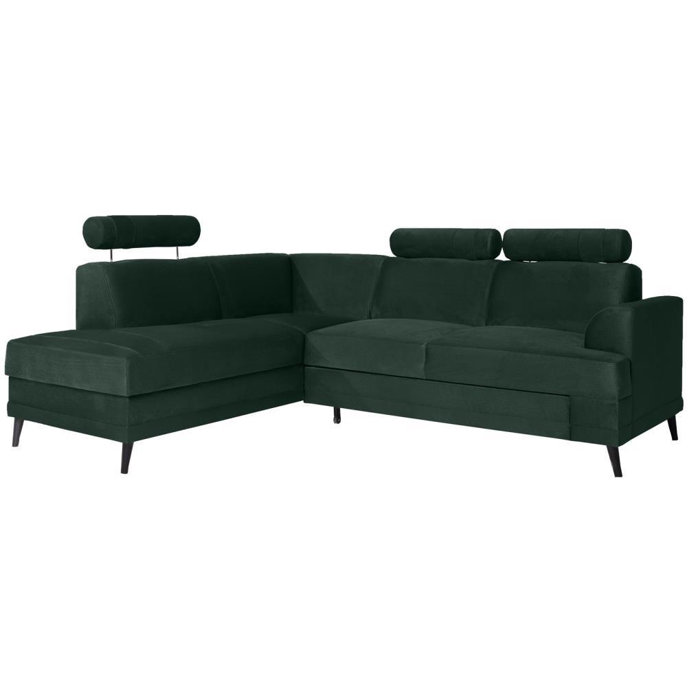 ECKSCHLAFSOFA Kordian links grün - Grün, Textil (250/200cm) - Beautysofa